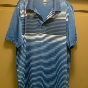 Men's Shark Attach Blue Striped Polo Shirt